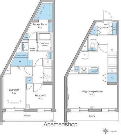 ルフォンリヴェント杉並永福(2SLDK/1階)の間取り写真