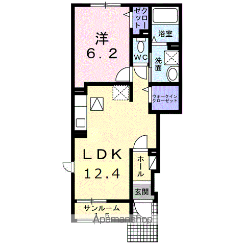 カーサ・フェリーチェ(1LDK/1階)の間取り写真