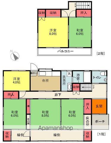 常磐線 湯本駅 バス乗車時間：11分 船尾住宅バス停で下車 徒歩5分 2階建 築48年(6K)の間取り写真