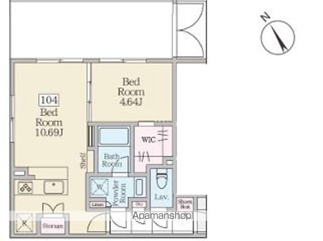 REVERESIDENCE三軒茶屋(1LDK/1階)の間取り写真