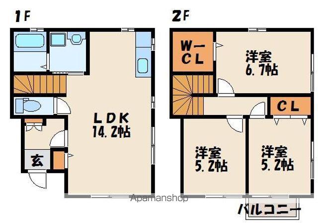 ケイティハイツA・B棟(3LDK/1階)の間取り写真