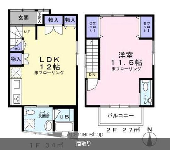 西武鉄道新宿線 鷺ノ宮駅 徒歩2分 2階建 築47年(1LDK)の間取り写真