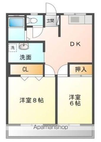 アサヒパレス川之江A棟(2DK/6階)の間取り写真
