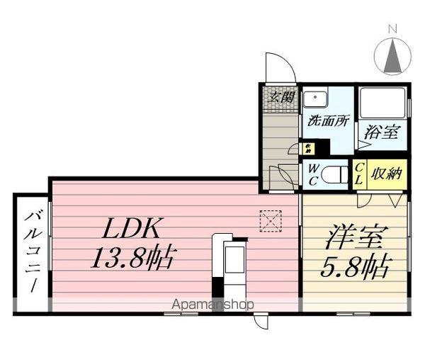 ラフィーネ市名坂Ⅱ(1LDK/1階)の間取り写真