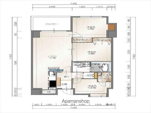 ビエラコート薬院(3LDK/13階)の間取り写真