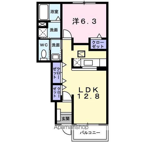 ヴァン・セゾニエ (1LDK/1階)の間取り写真
