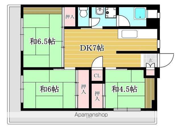 ハイツありの実(3DK/2階)の間取り写真