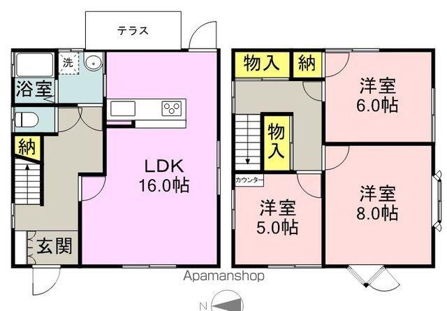福井鉄道福武線 神明駅 徒歩13分 2階建 築24年(3LDK)の間取り写真