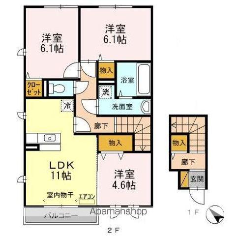 成田線 小見川駅 徒歩77分 2階建 築15年(3LDK/2階)の間取り写真