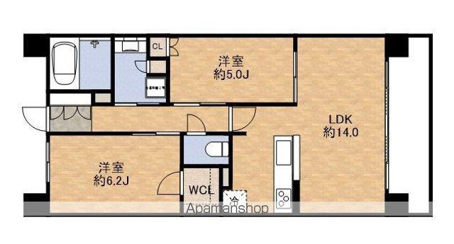 ユニハイム泉佐野駅前通(2LDK/14階)の間取り写真