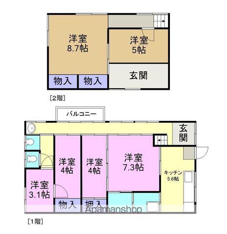 福岡県八女市 2階建 築158年(5K)の間取り写真