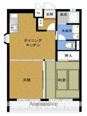 ふじハイム(2DK/3階)の間取り写真