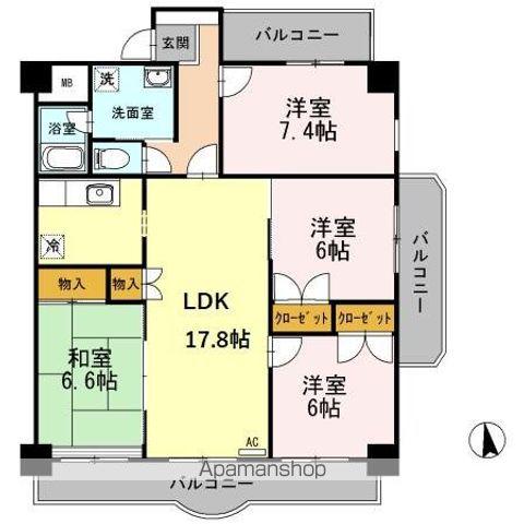エザンス木之庄Ⅱ(4LDK/2階)の間取り写真