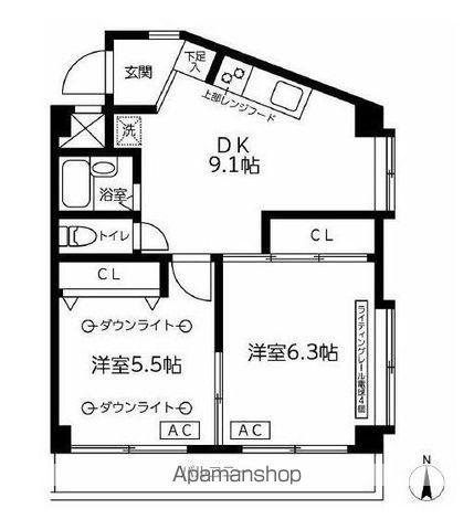 ハイツアトム(2DK/1階)の間取り写真