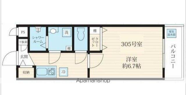 フォセット高砂(1K/3階)の間取り写真