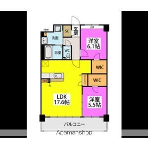 ビオネ美野島(2LDK/8階)の間取り写真