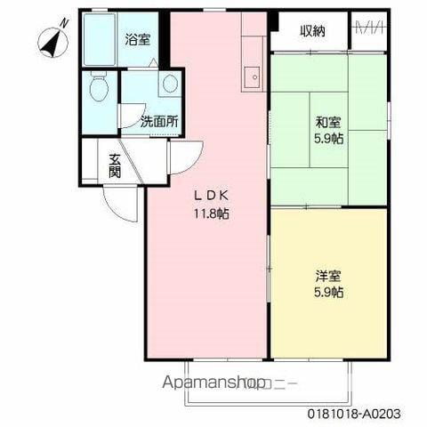 メゾン・ド・ルシオン  A棟(2LDK/2階)の間取り写真
