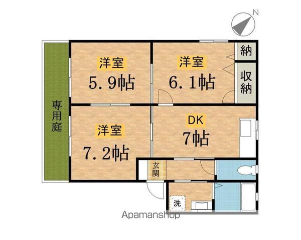 サンフォース弐番館(2LDK/1階)の間取り写真