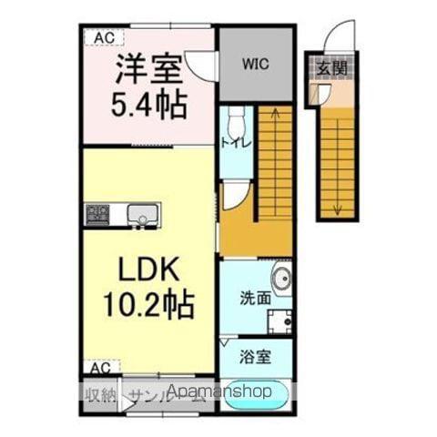 メルヴェイユ B(1LDK/2階)の間取り写真
