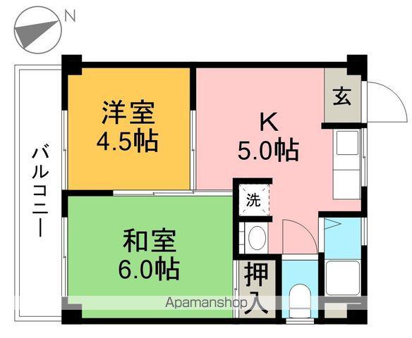 リバープール新田(2K/4階)の間取り写真