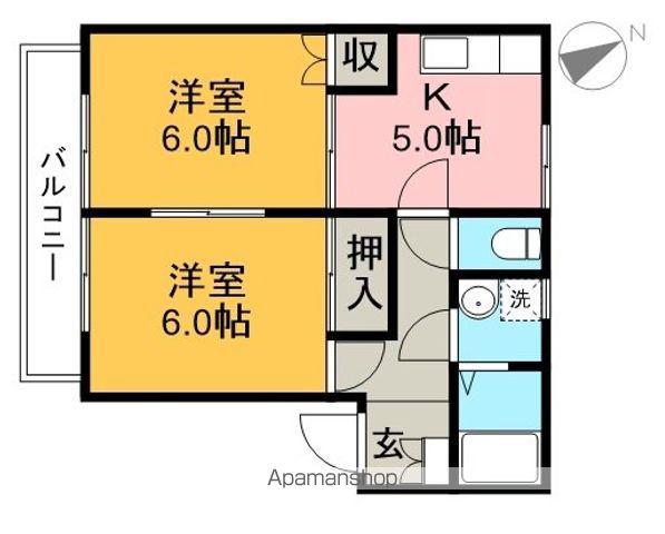 フレグランス白岩Ⅱ(2K/2階)の間取り写真