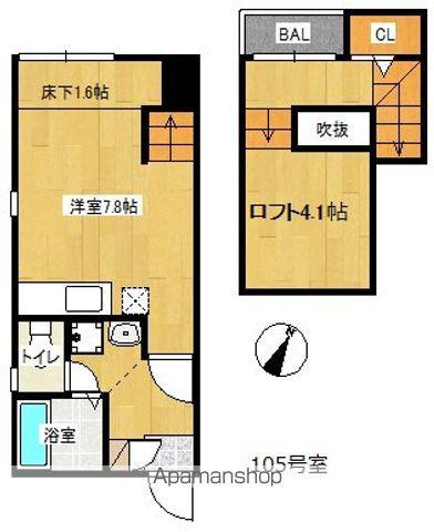 MAISONETIC 彩 (ワンルーム/1階)の間取り写真