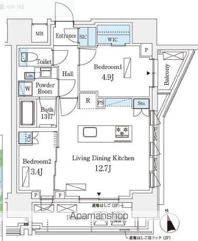 シーズンフラッツ浅草六丁目(2LDK/8階)の間取り写真