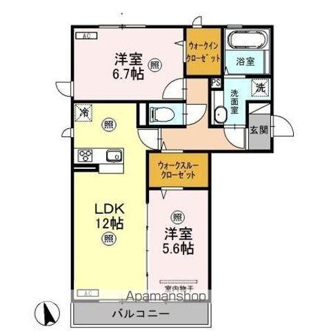 アリエス(2LDK/2階)の間取り写真