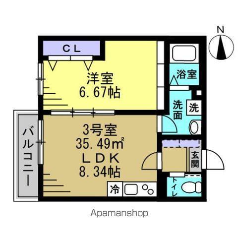 セミカ葛城Ⅱ(1LDK/1階)の間取り写真