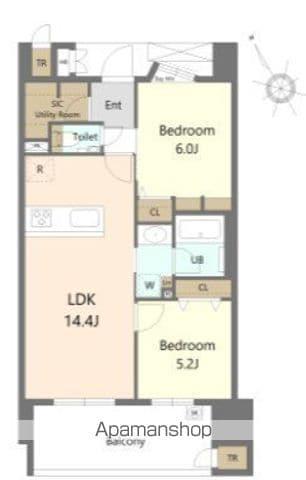 S-RESIDENCE愛宕サウス(2LDK/2階)の間取り写真