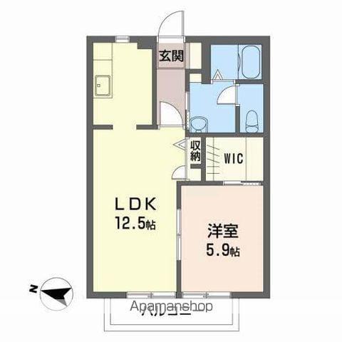 ドエル・タカショーA(1LDK/2階)の間取り写真