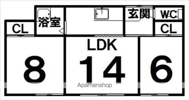 根室本線 柏林台駅 徒歩25分 1階建 築56年(2LDK)の間取り写真