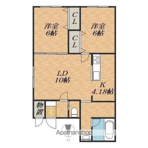 東8南22マンション(2LDK/3階)の間取り写真