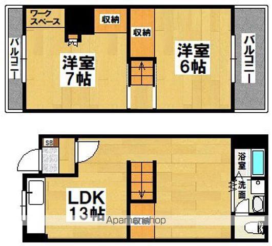 大領２丁目テラスハウス(2LDK)の間取り写真