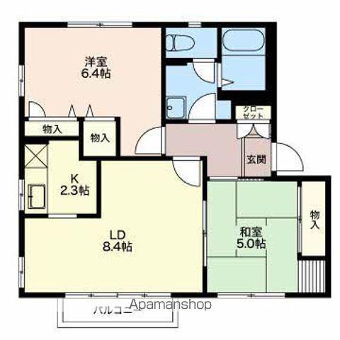 フォンティーヌ・サワⅠ(2LDK/2階)の間取り写真