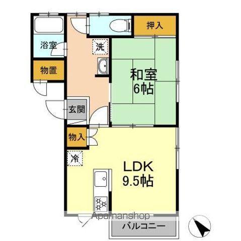 クレメンティアB(1LDK/2階)の間取り写真