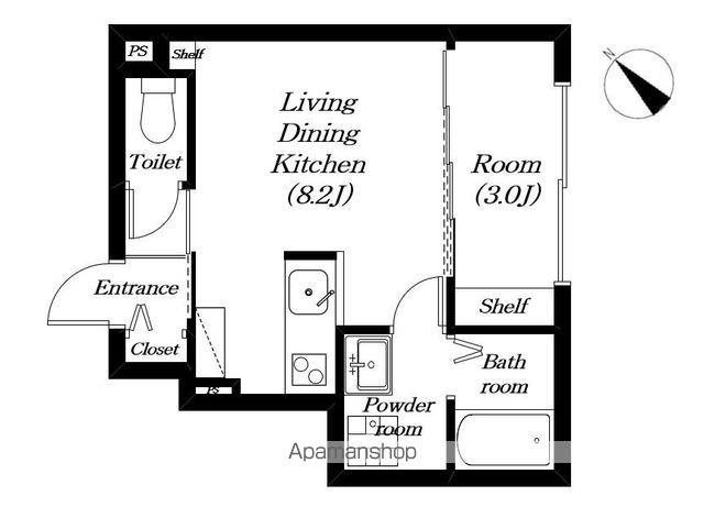 AS十ヘリオドール(1LDK/1階)の間取り写真