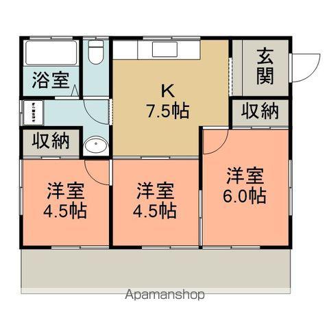 常磐線 友部駅 徒歩10分 1階建 築2年(3K)の間取り写真
