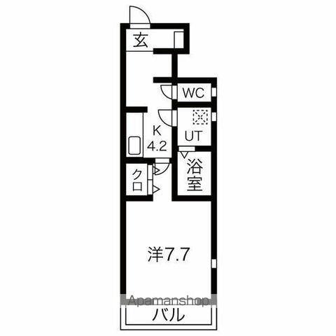 クリスタル(1K/1階)の間取り写真