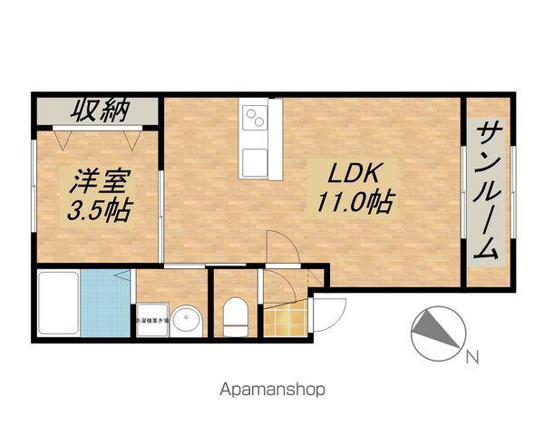 LINO水口新城(1LDK/2階)の間取り写真