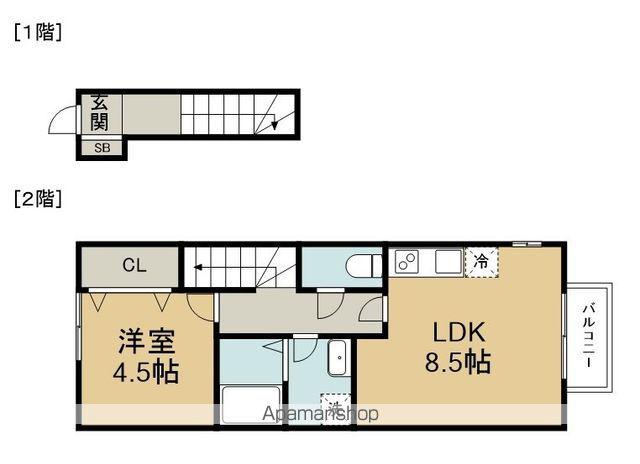 サムズアップⅠ(1LDK/2階)の間取り写真