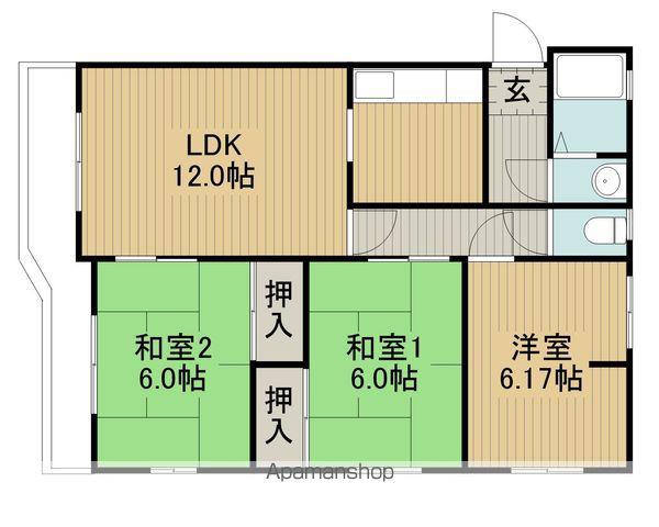 リバーサイド葛井(3LDK/1階)の間取り写真