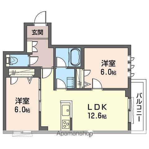 GROWILL立川Ⅲ(1LDK/2階)の間取り写真