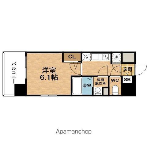 ESLEADMINAMIMORIMACHI(1K/3階)の間取り写真