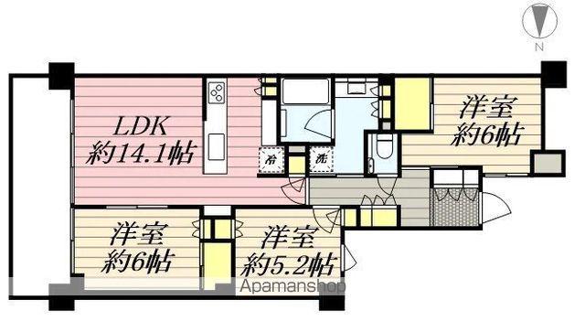 パークシティ高田馬場(3LDK/1階)の間取り写真