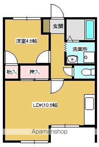 リバーサイド・ハイツ(1LDK/1階)の間取り写真