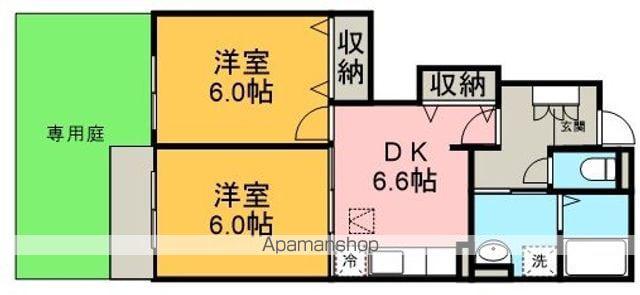 ヌーベル・ジェルメ(2DK/1階)の間取り写真