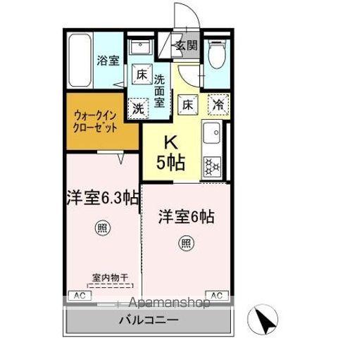 D-ROOM柊(2K/1階)の間取り写真