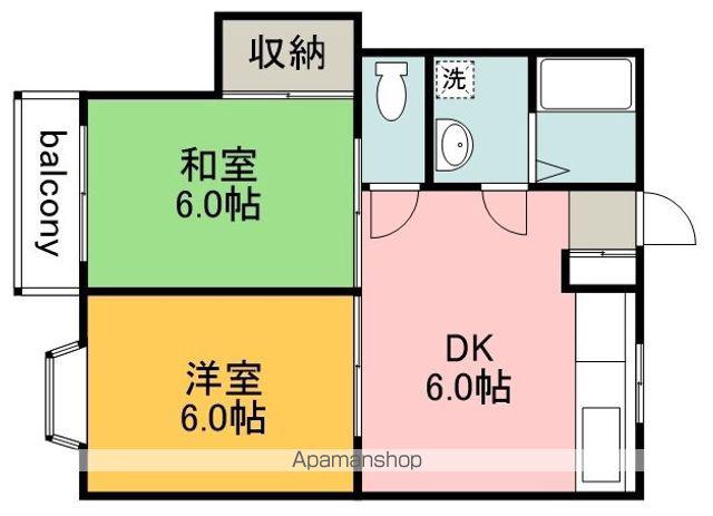 オークハイムⅡ(2DK/2階)の間取り写真