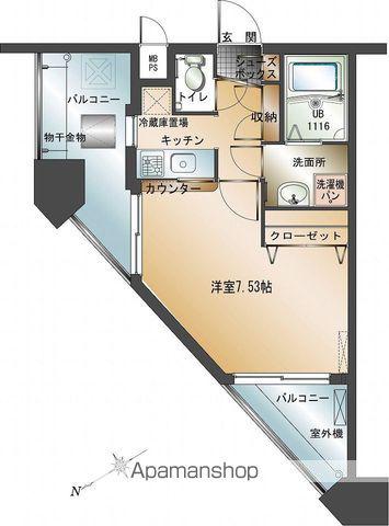 新品きマンション渡辺通4(1K/8階)の間取り写真